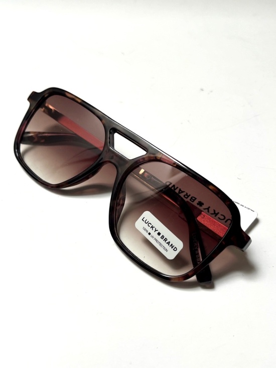 New LUCKY BRAND Double Bridge Aviator Sunglasses Tortoise Shell Acetate BWN-GLD main image 5